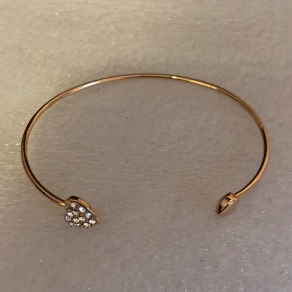2 for $12 Adjustable Love Heart Silver and Gold-tone Bangle Bracelets for sale - Picture 1 of 15
